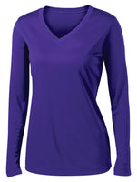 Custom Team Ladies' Long Sleeve V-Neck Tee (100% Polyester)