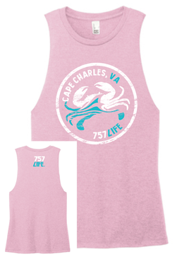 757LIFE Cape Charles Crab Ladies Muscle Tank