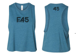 Retro F45 Ladies' Crop Tank (Heathered Teal)