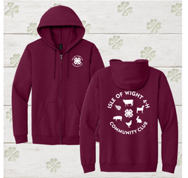 IoW 4-H Youth Full Zip Hooded Sweatshirt