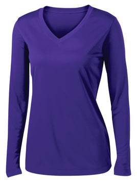Custom Team Ladies' Long Sleeve V-Neck Tee (100% Polyester)