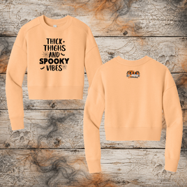 FF: Thick Thighs & Spooky Vibes Ladies' Crop Crewneck Sweatshirt
