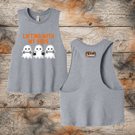 FF: Lifting With My Boos Ladies' Crop Racerback Tank
