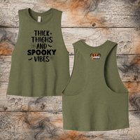 FF: Thick Thighs & Spooky Vibes Ladies' Crop Racerback Tank