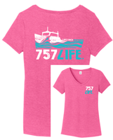757LIFE Cape Chuck Watermen Ladies' V-Neck Sleeve Tee