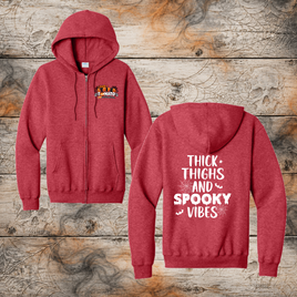 FF: Thick Thighs & Spooky Vibes Adult Full Zip Hooded Sweatshirt